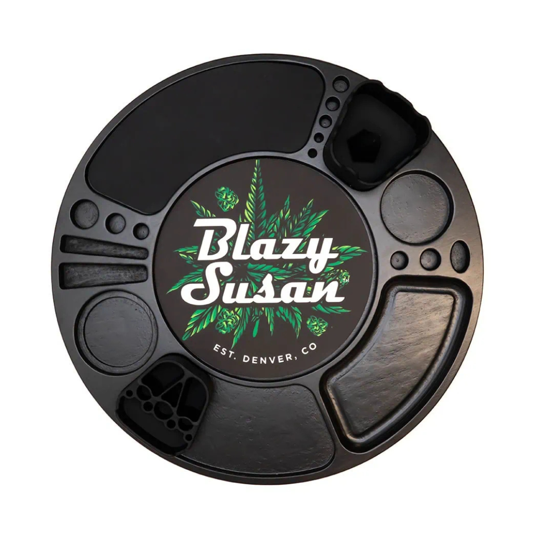 Blazy Susan Spinning Rolling Tray Black