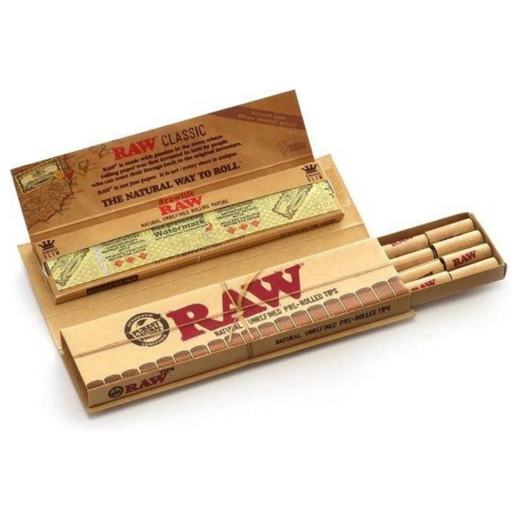 RAW Classic Rolling Papers Connoisseur - King Size Slim + Pre-Rolled Tips