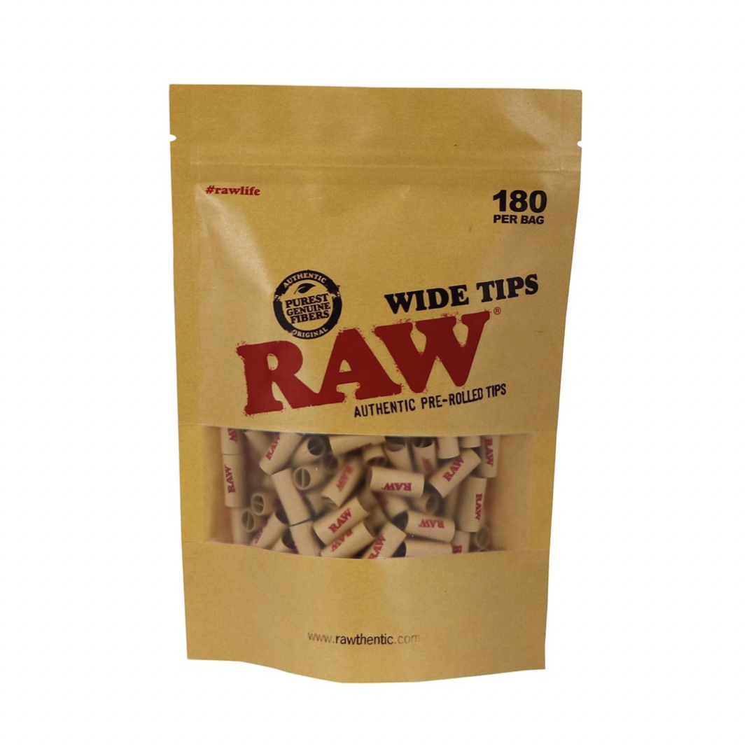 RAW Wide Pre-rolled Tips (180 Pack)